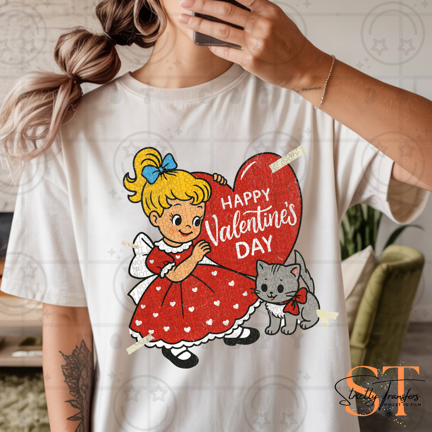 Retro Happy Valentine's Day Direct to Film Transfers