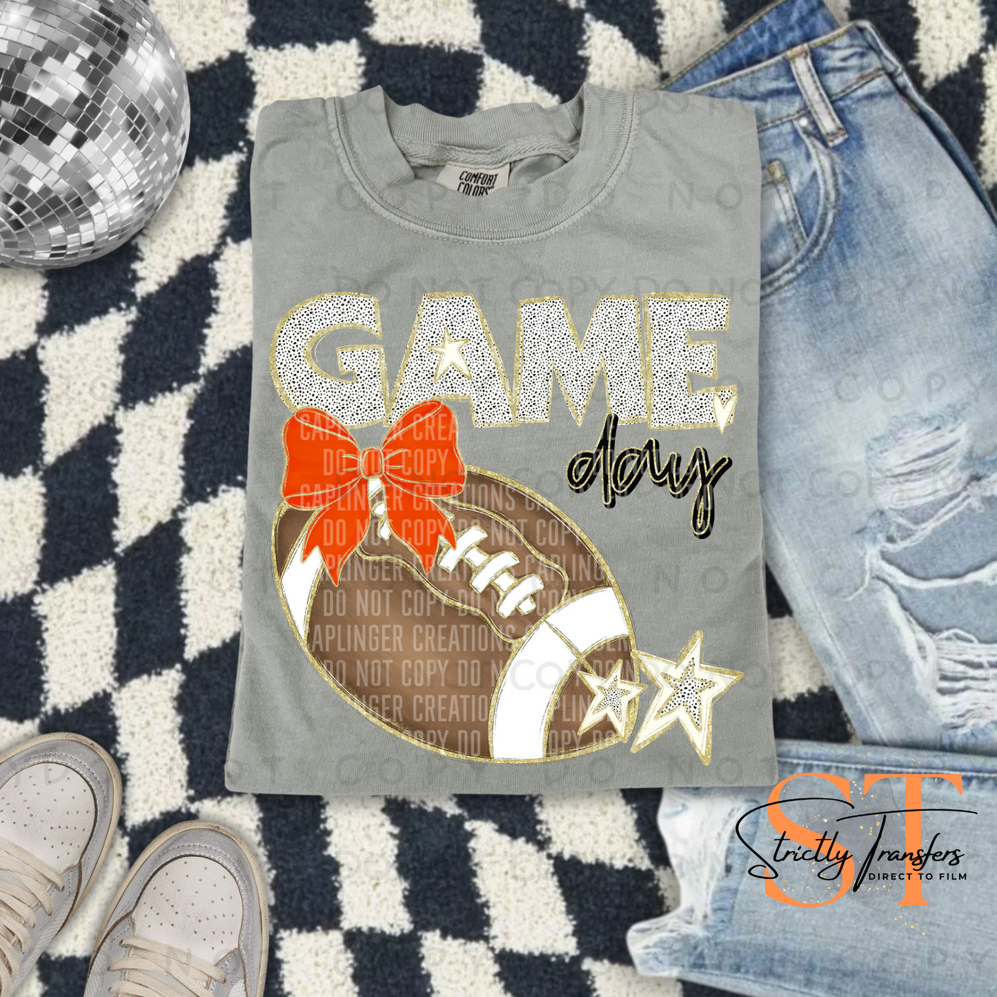 Game Day Football - multiple color options Direct to Film Transfers