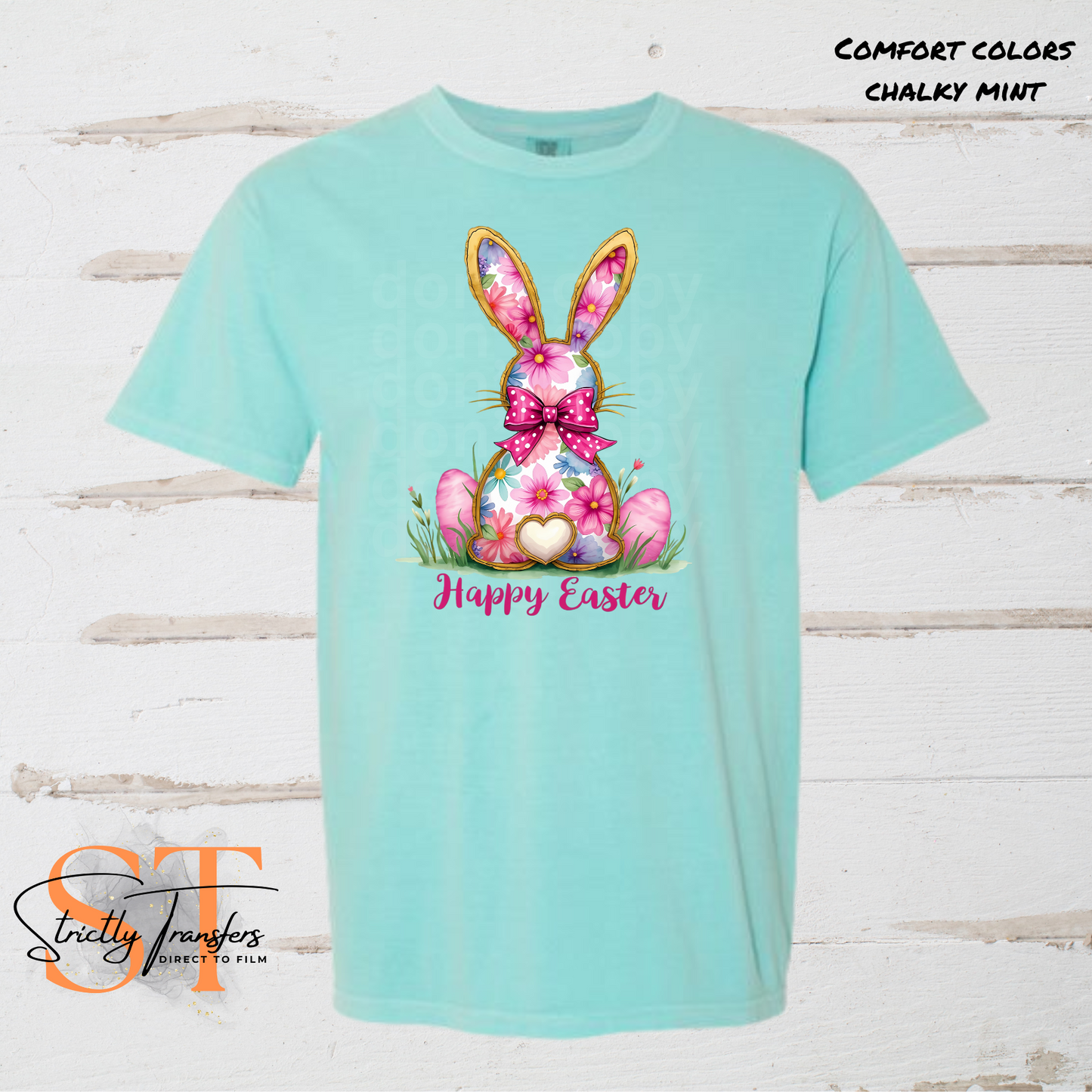 Happy Easter Floral Bunny Direct to Film Transfers