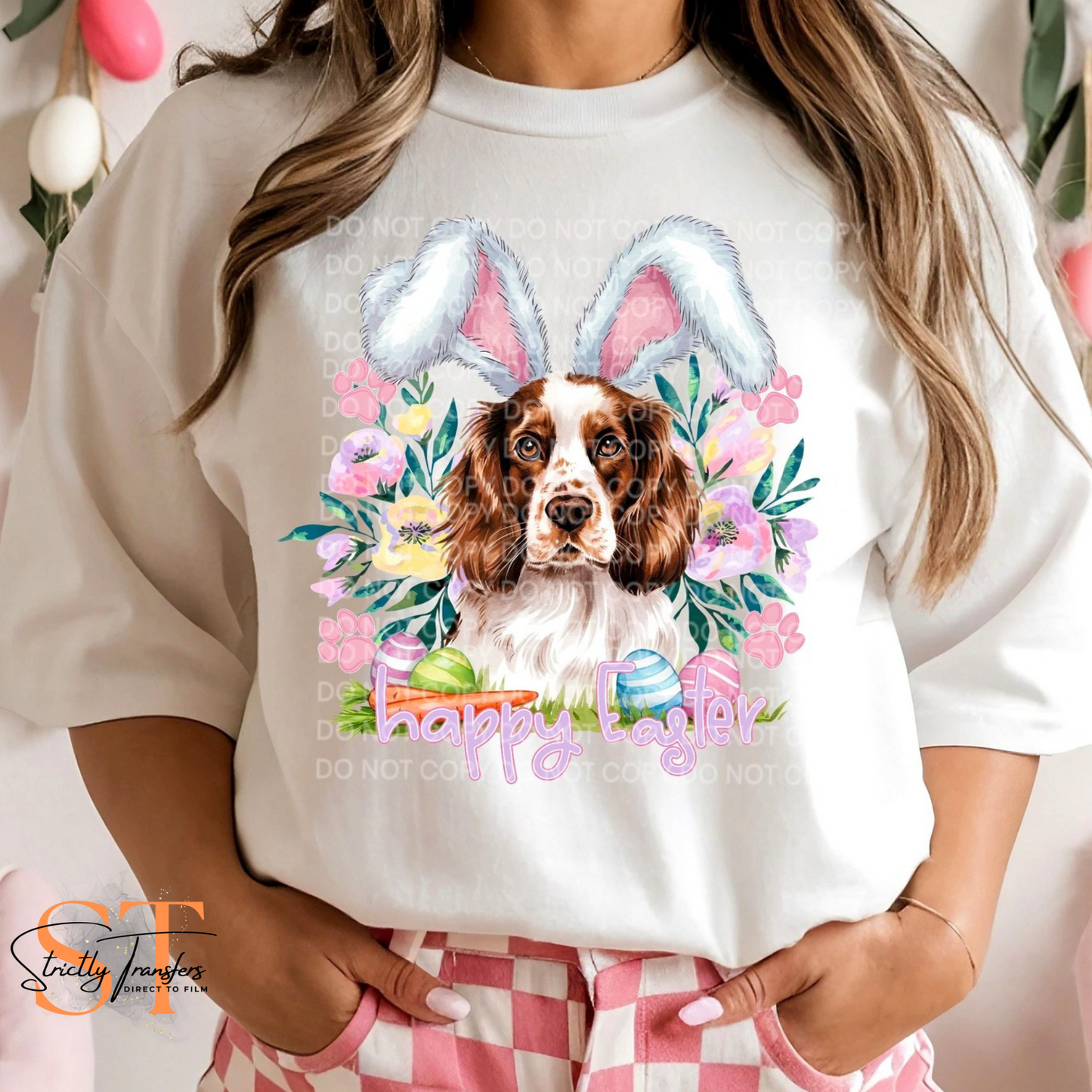Springer Spaniel Happy Easter Direct to Film Transfers