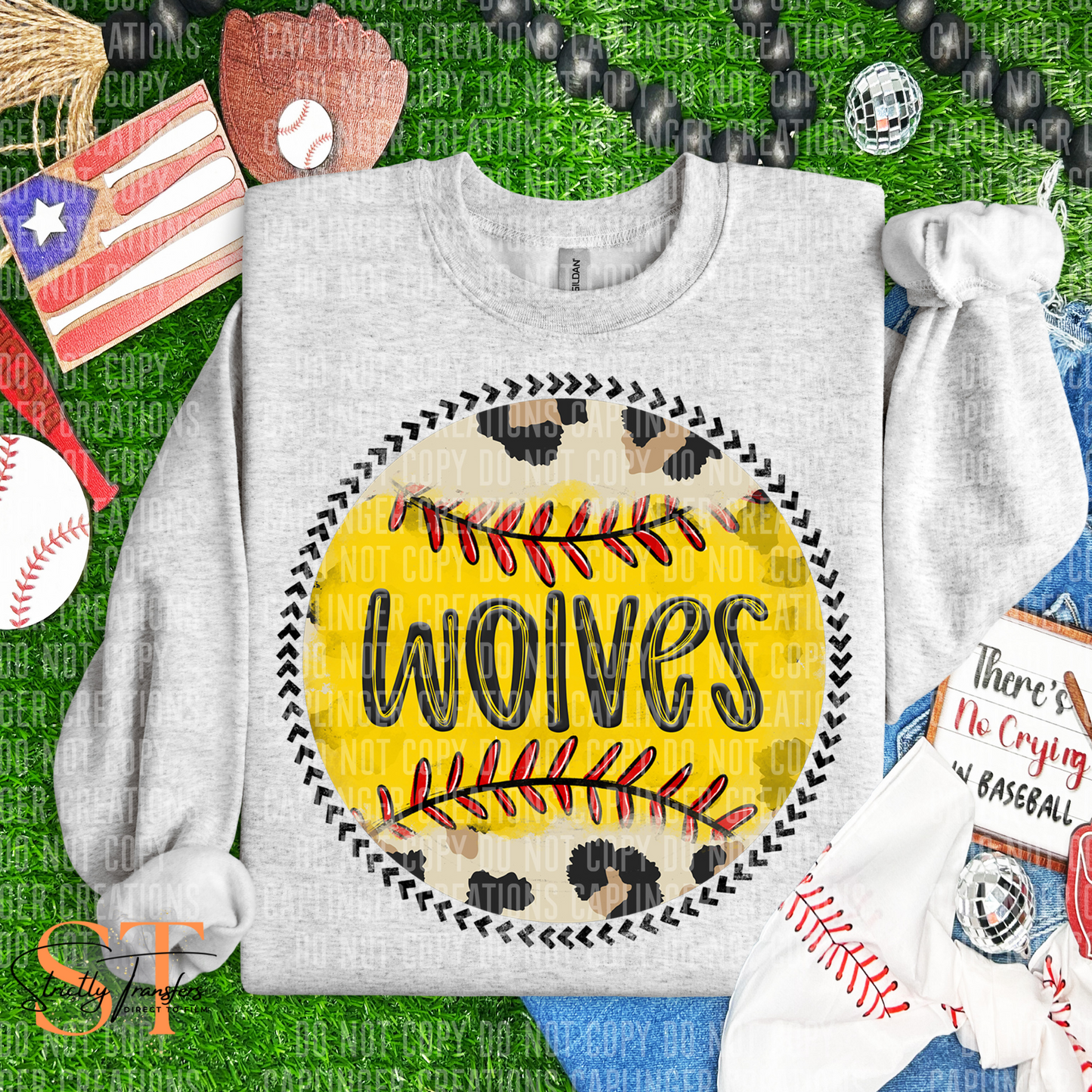 Wolves Leopard Softball Direct to Film Transfers