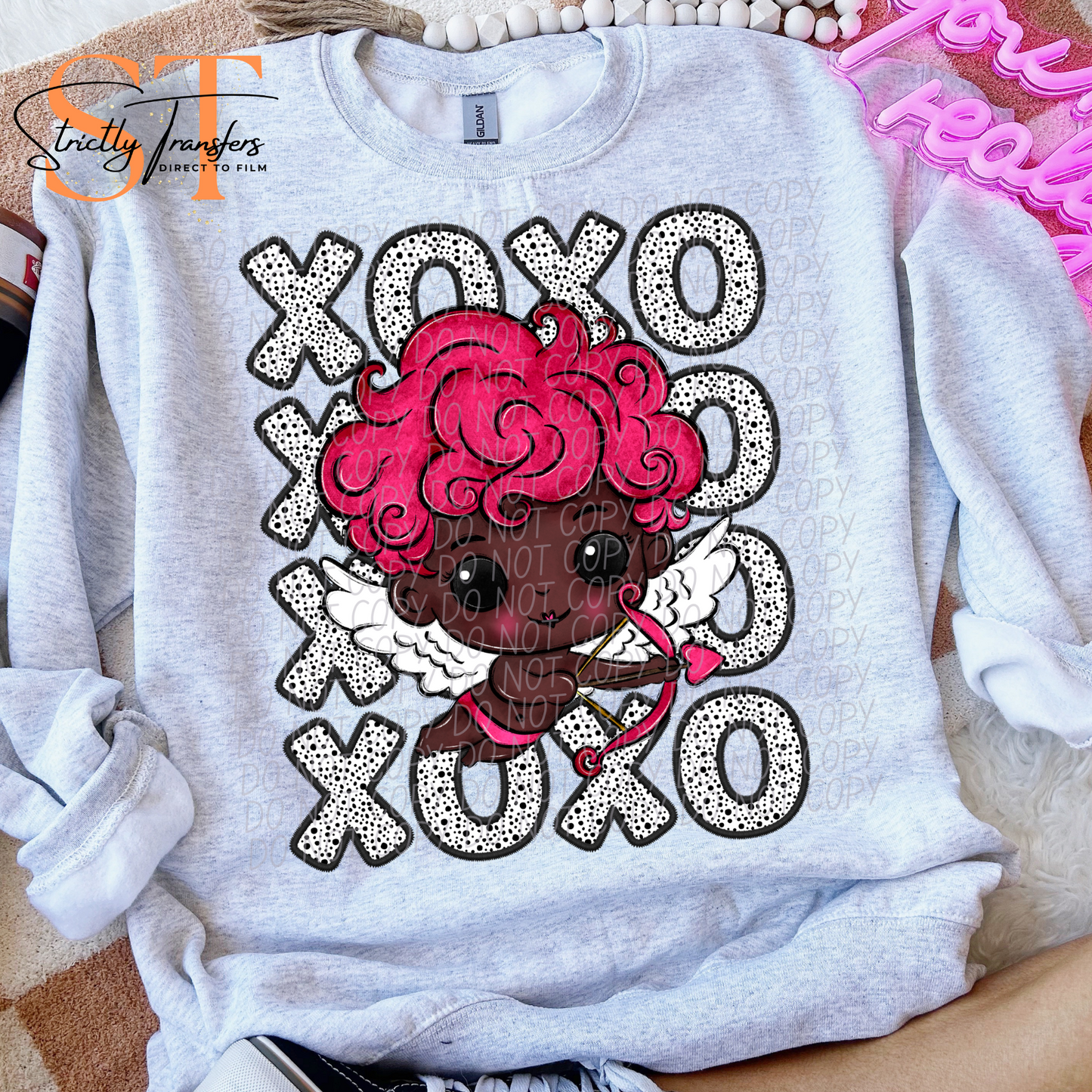 XOXO Stacked Cupid Direct to Film Transfers