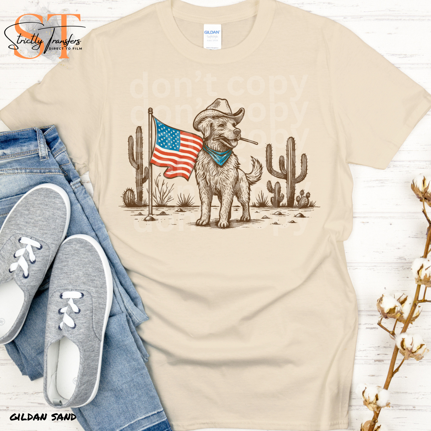 Patriotic Dog Direct to Film Transfers