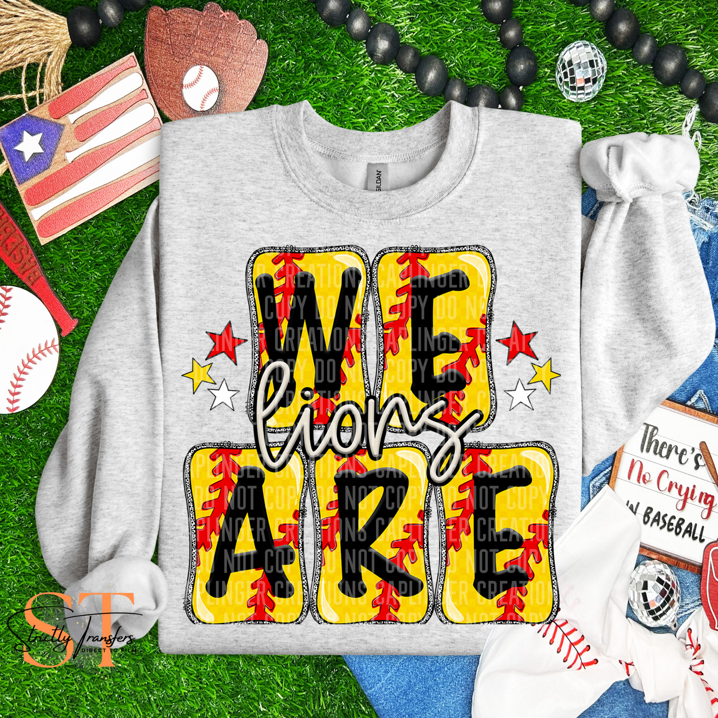 Lions Boxy Softball Print Direct to Film Transfers