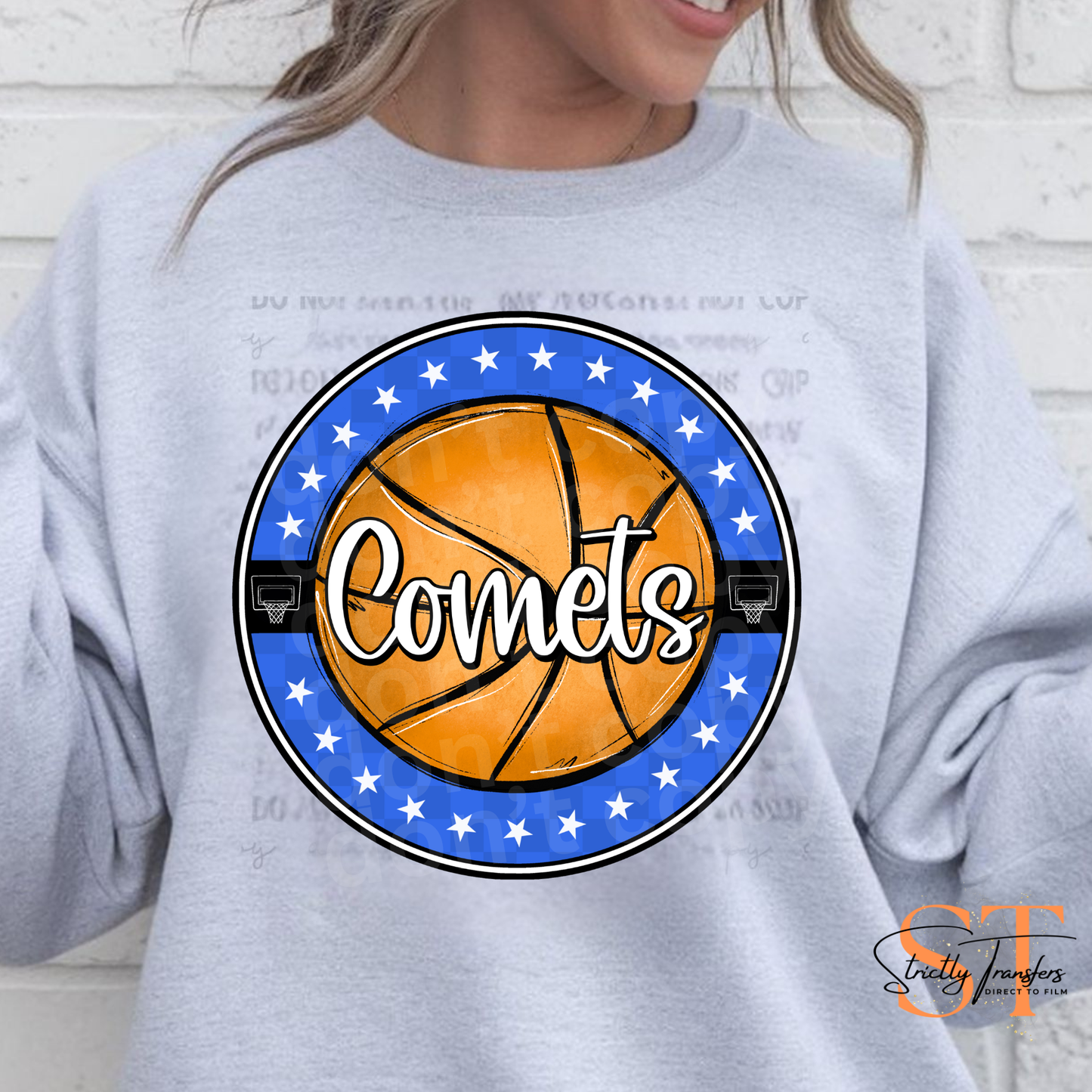 Comets Basketball Star Circle Direct to Film Transfers