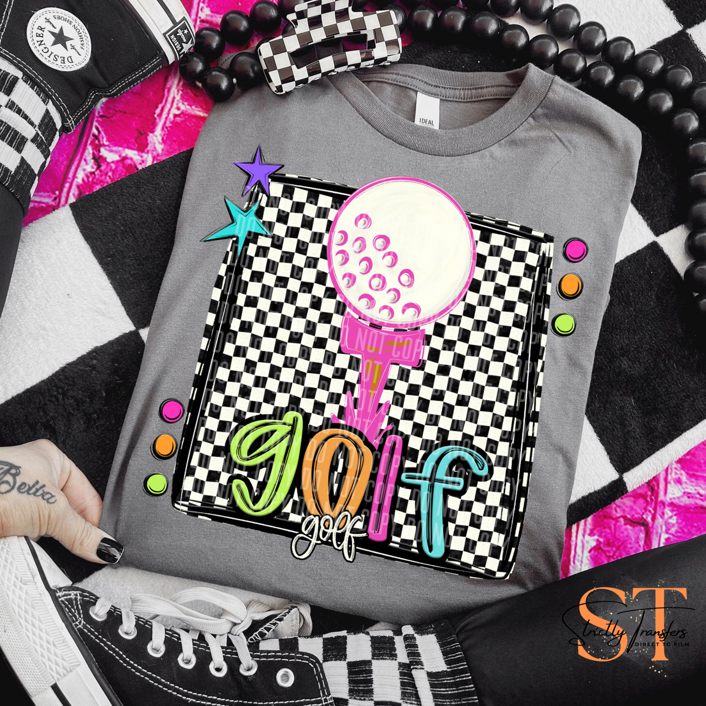 Bright Preppy Golf Direct to Film Transfers