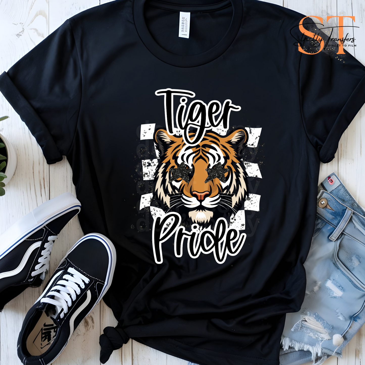 Tiger Checkered Pride Direct to Film Transfers