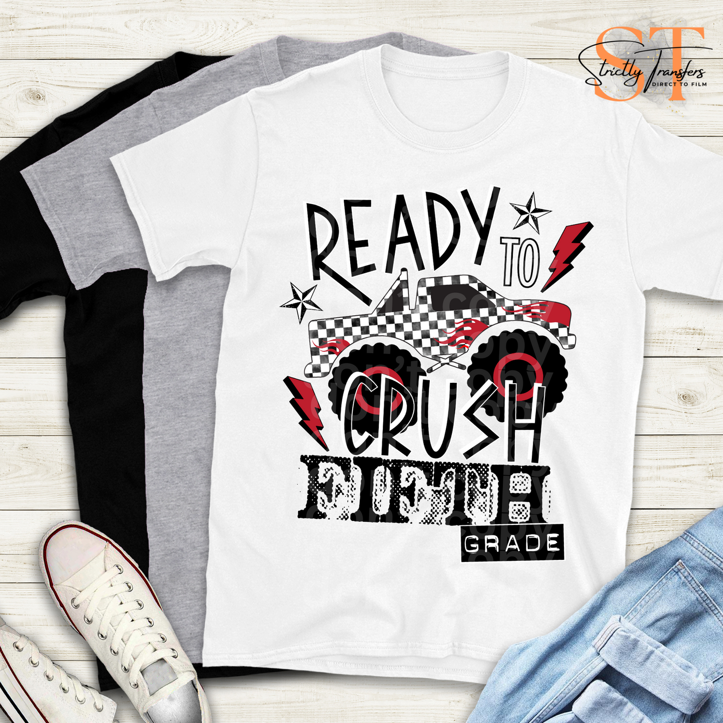 Read to Crush Red & Black Grade Levels Direct to Film Transfers