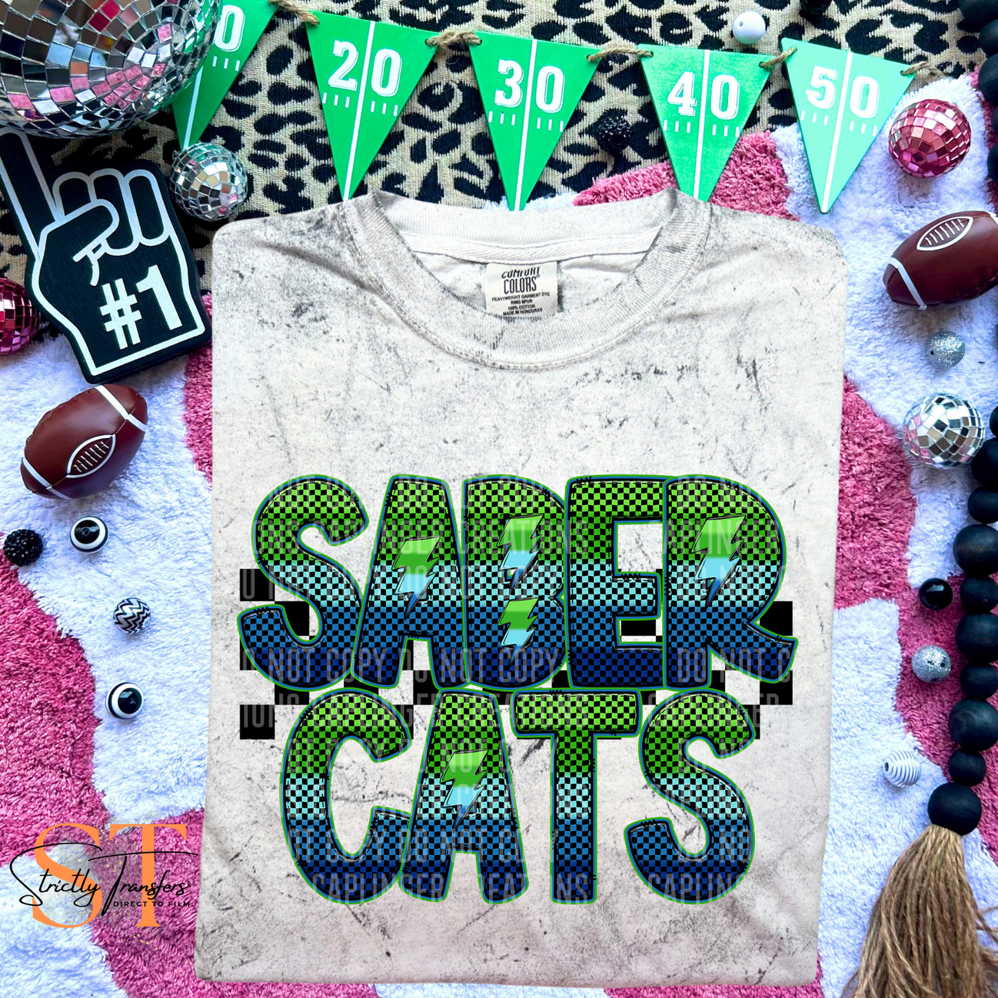 Electric Checks Sabercats Direct to Film Transfers