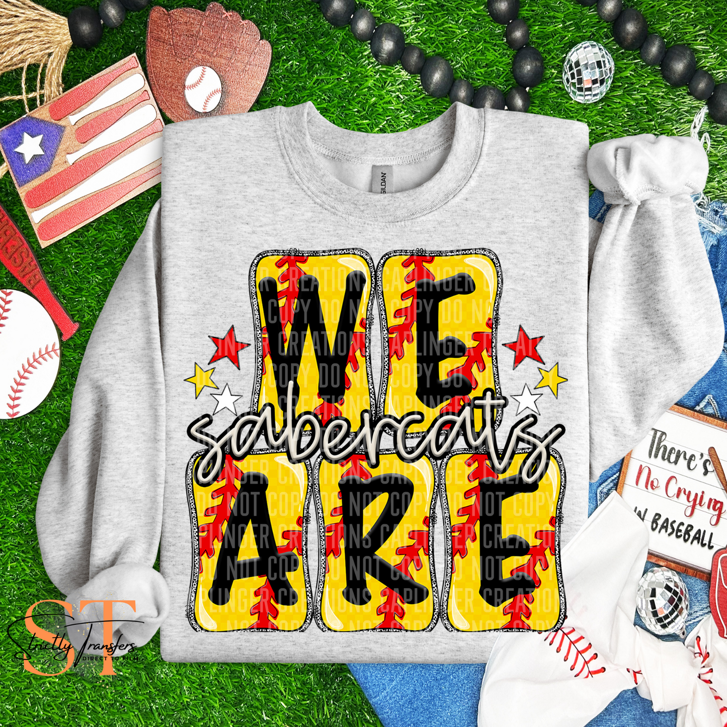 Sabercats Boxy Softball Print Direct to Film Transfers