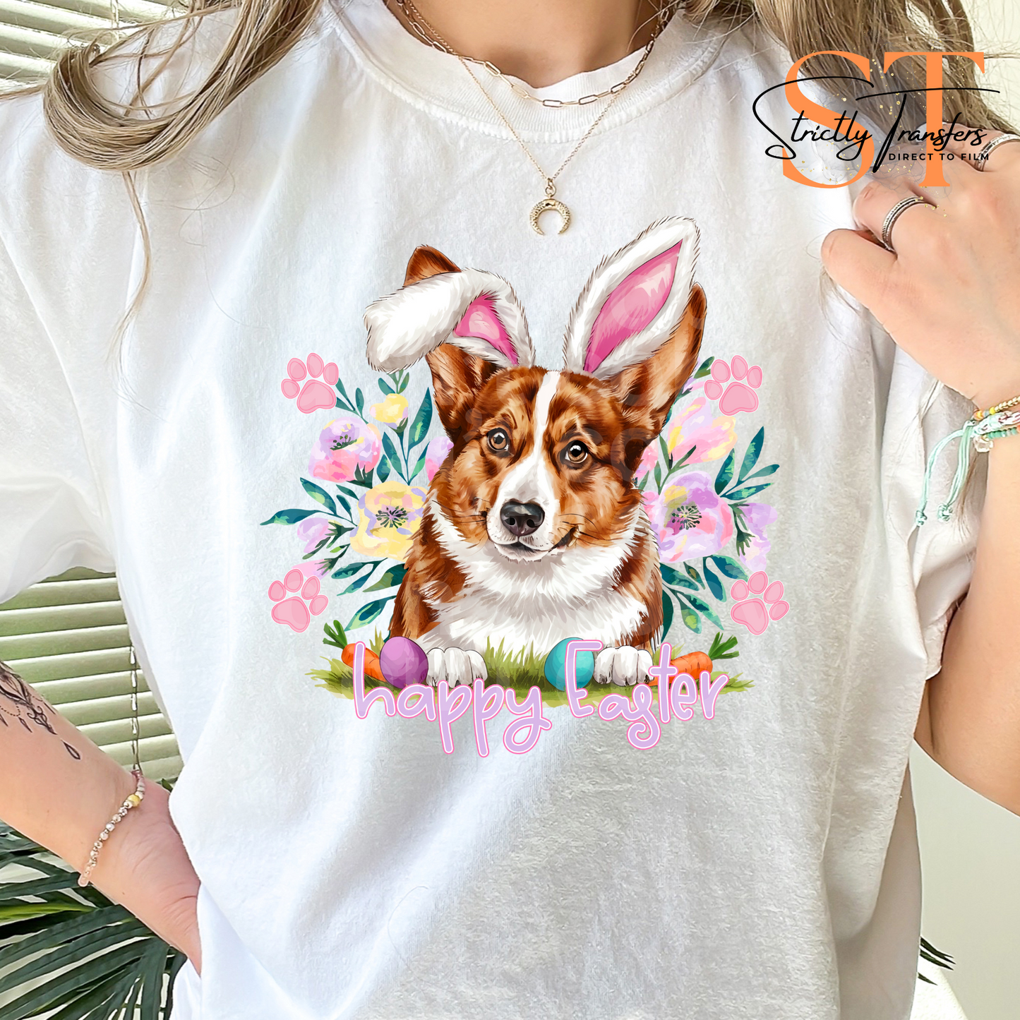 Corgi Happy Easter Direct to Film Transfers
