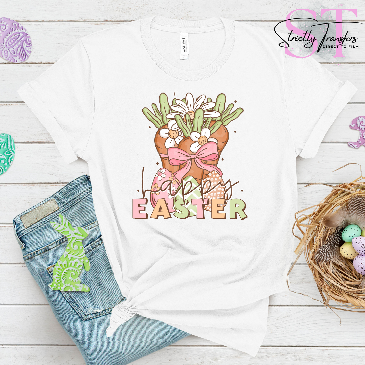 Happy Easter Carrots Direct to Film Transfers