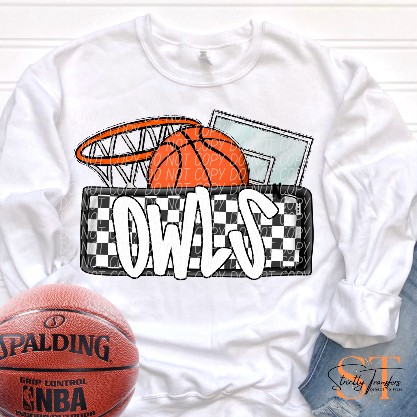 Owls Checkered Basketball Direct to Film Transfers