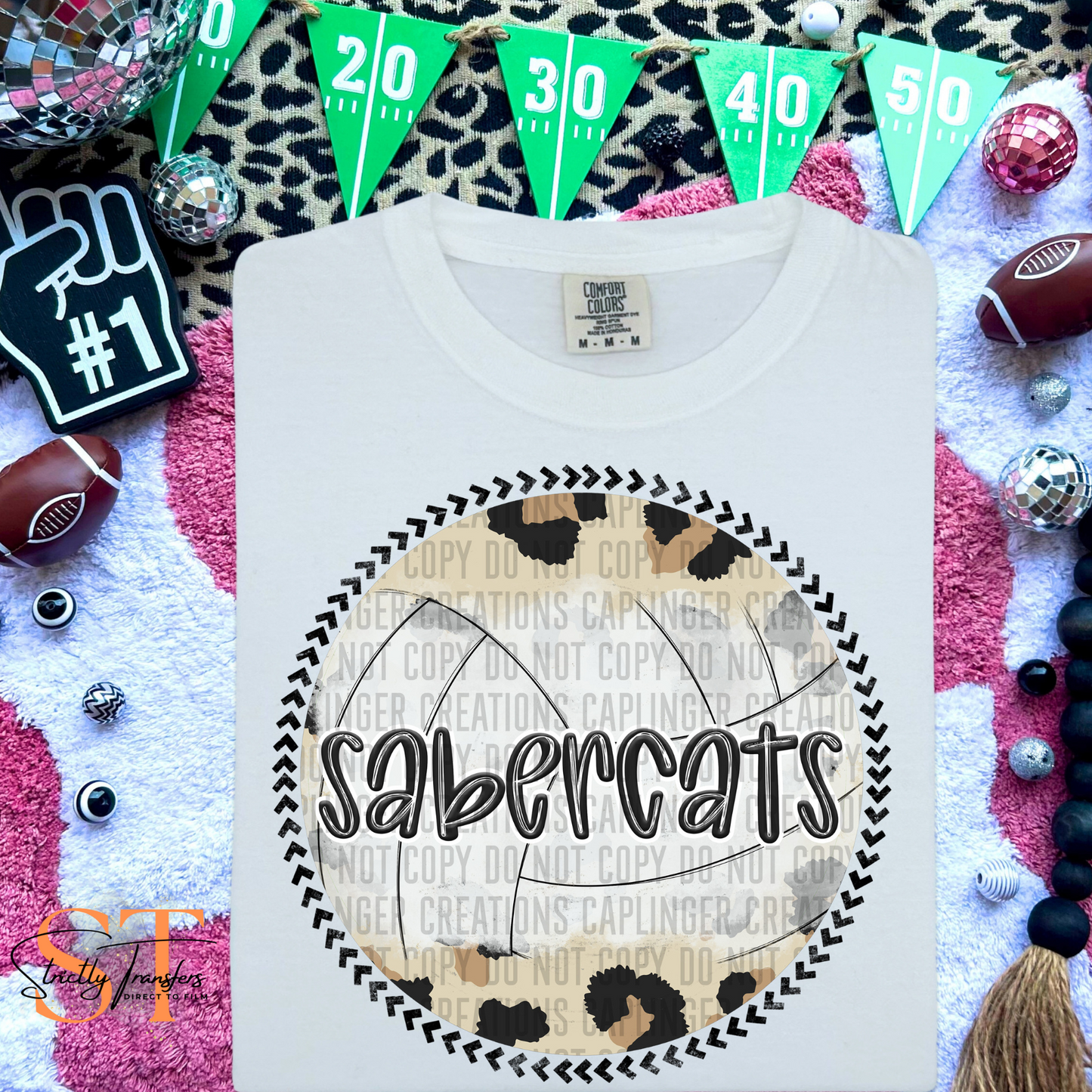 Sabercats Leopard Volleyball Direct to Film Transfers