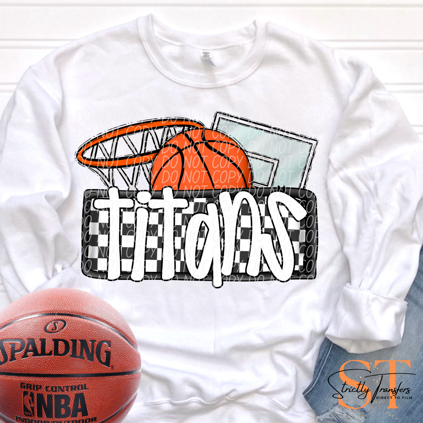 Titans Checkered Basketball Direct to Film Transfers