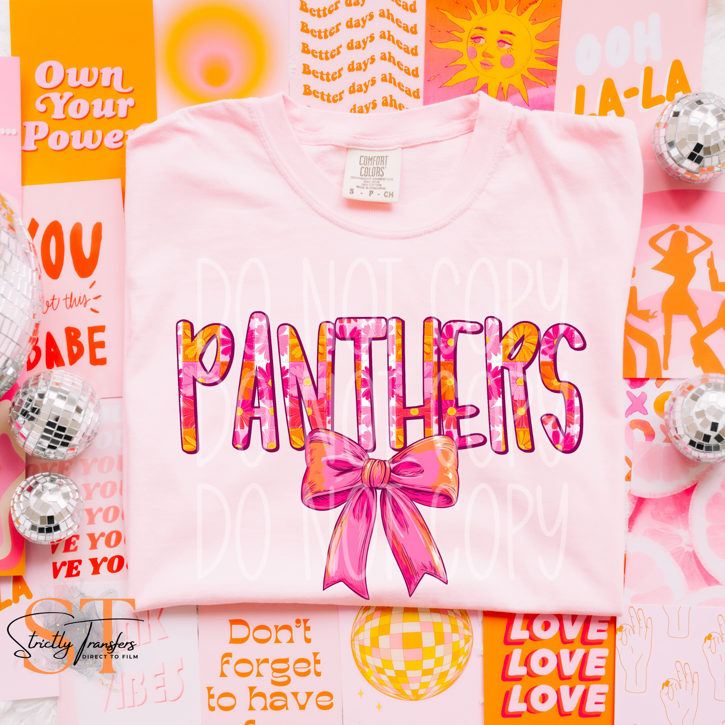 Panthers Spring Bow Direct to Film Transfers