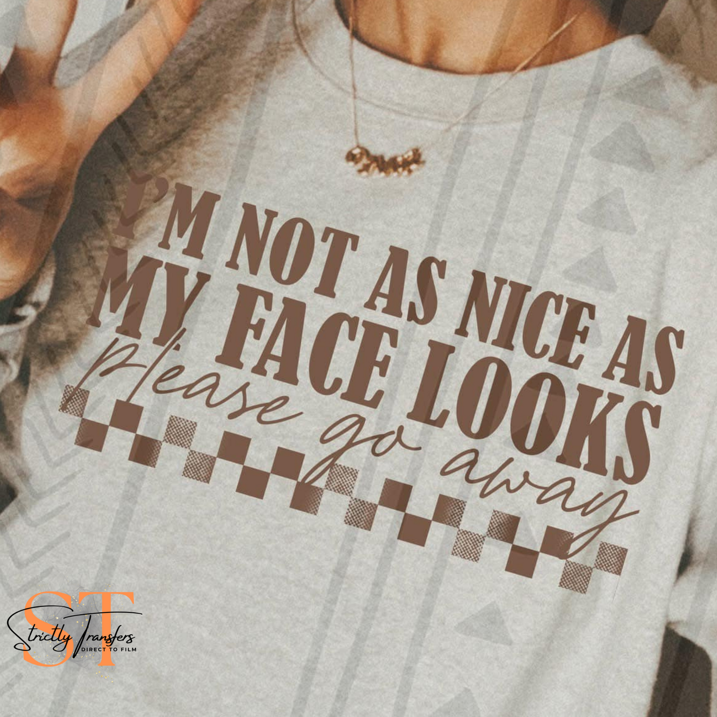 I'm not as Nice as my Face Looks Direct to Film Transfers