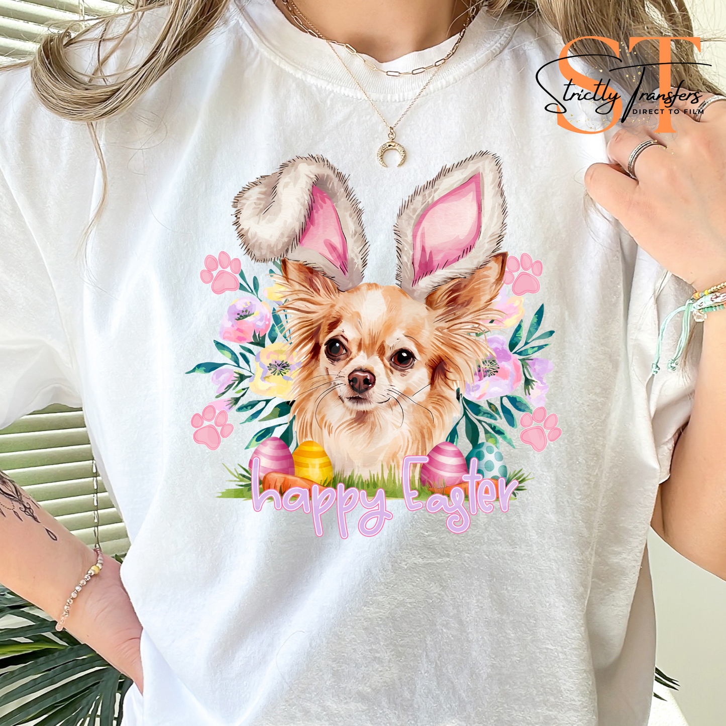 Chihuahua Happy Easter Direct to Film Transfers