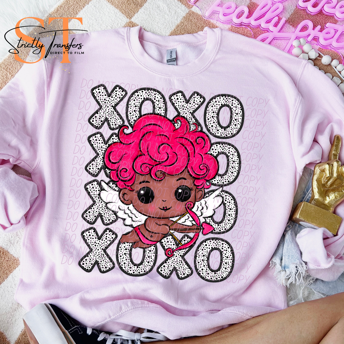 XOXO Stacked Cupid Direct to Film Transfers