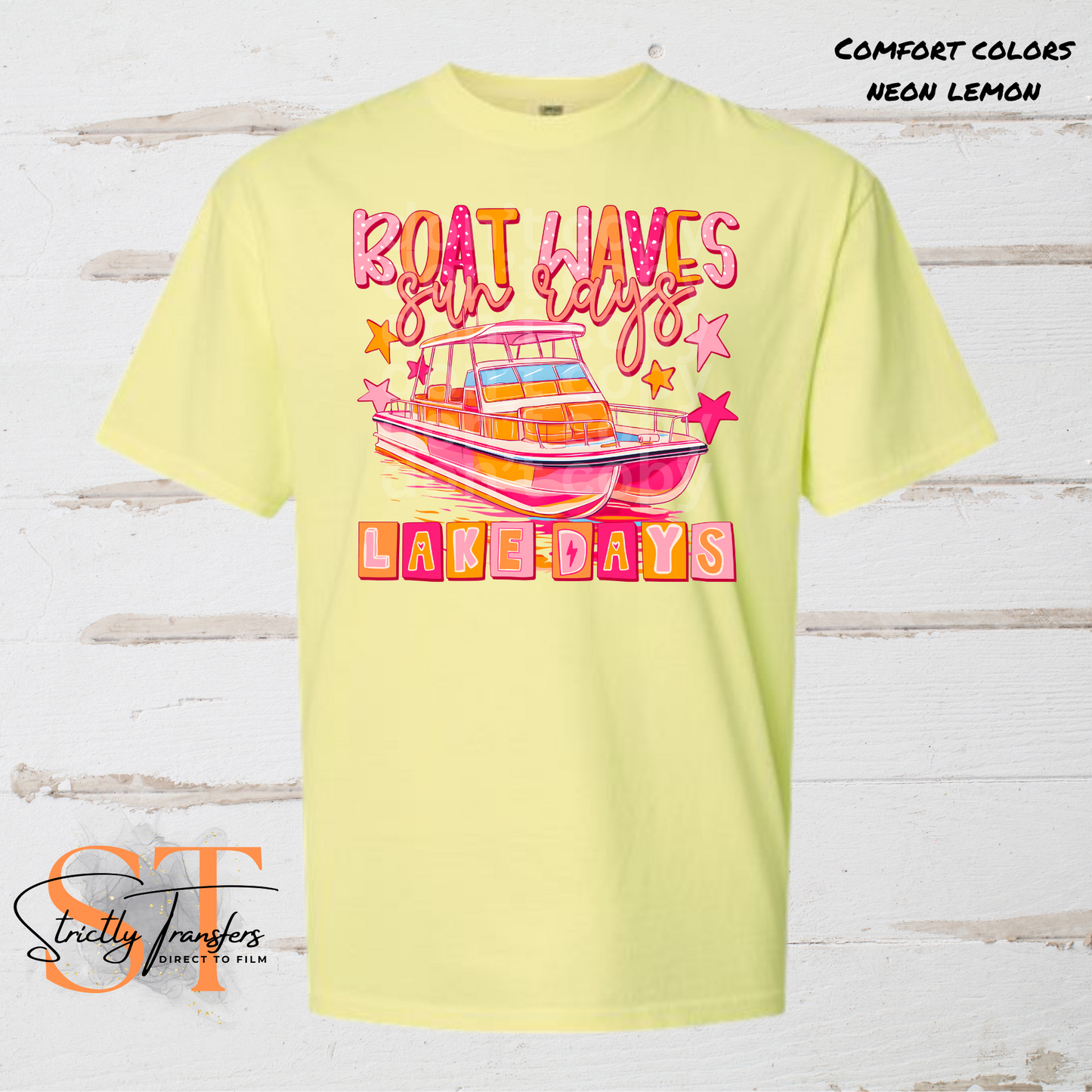 Boat Waves Sun Rays and Lake Days - with pocket design included Direct to Film Transfers