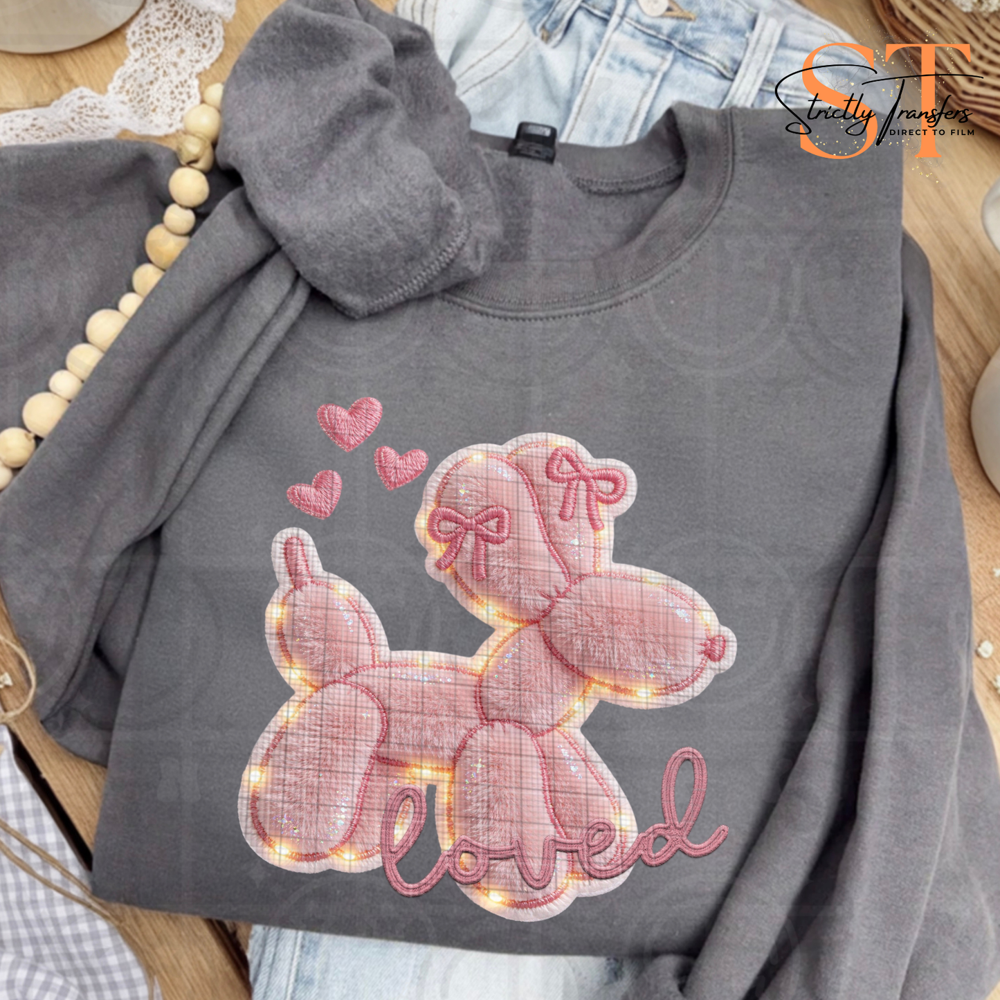 Faux Lights Balloon Dog Direct to Film Transfers