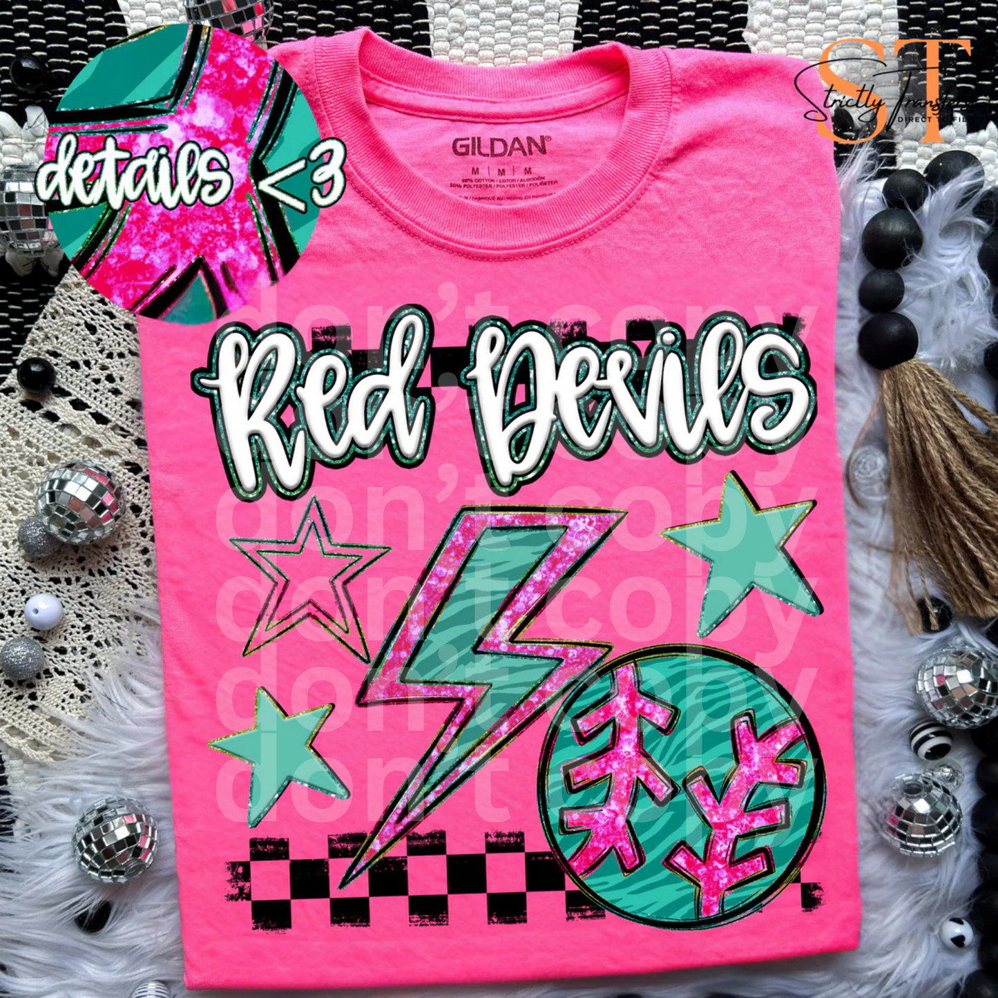 Rainbow Bolts BB/SB Red Devils Direct to Film Transfers