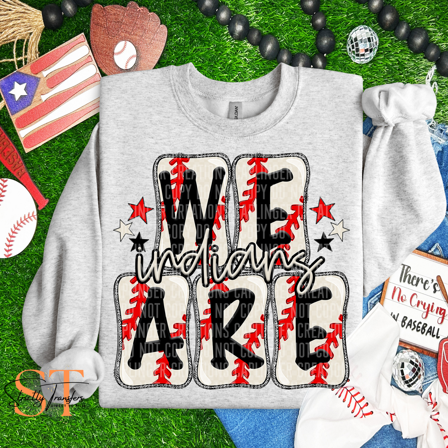 Indians Boxy Baseball Print Direct to Film Transfers