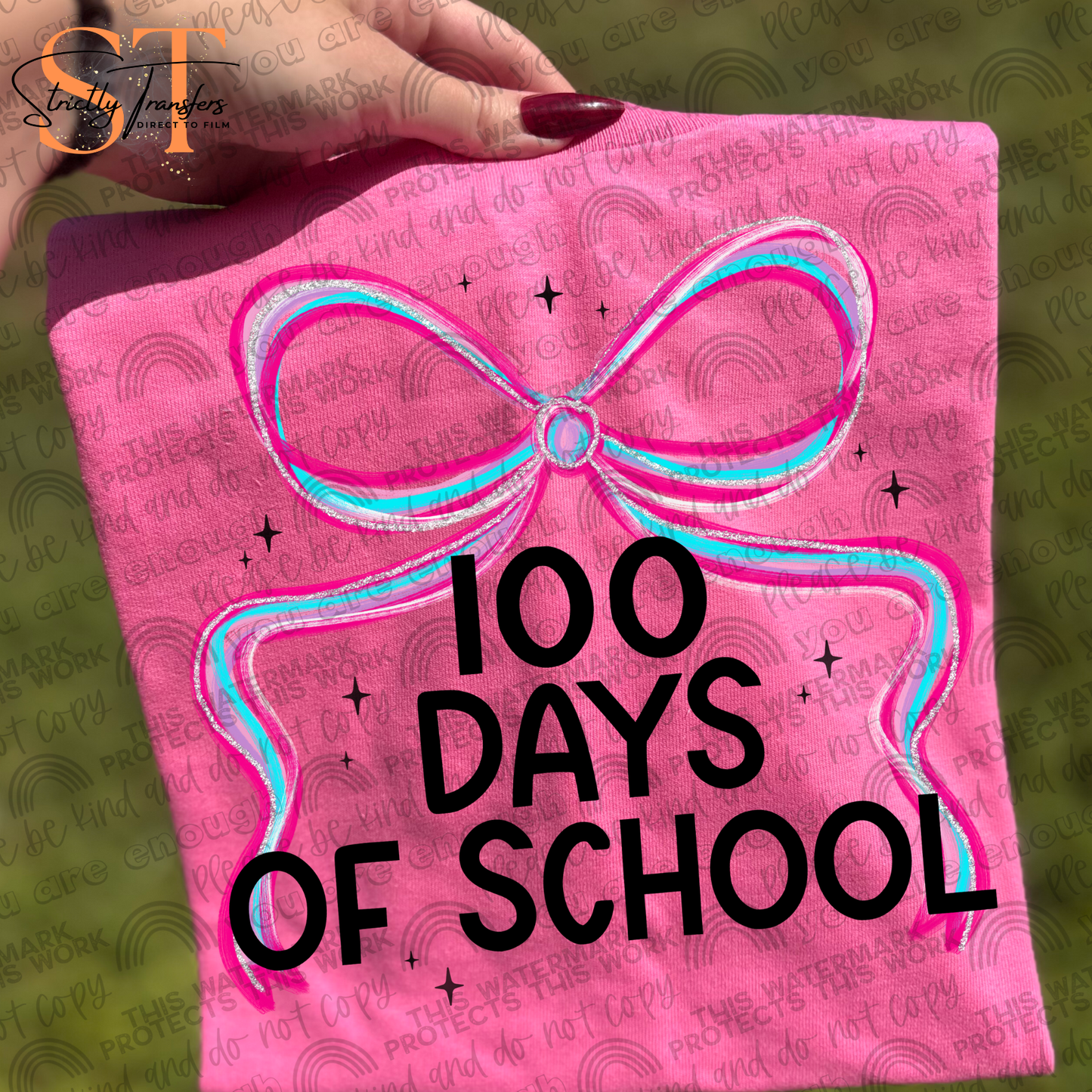 100 Days of School Bow Direct to Film Transfers