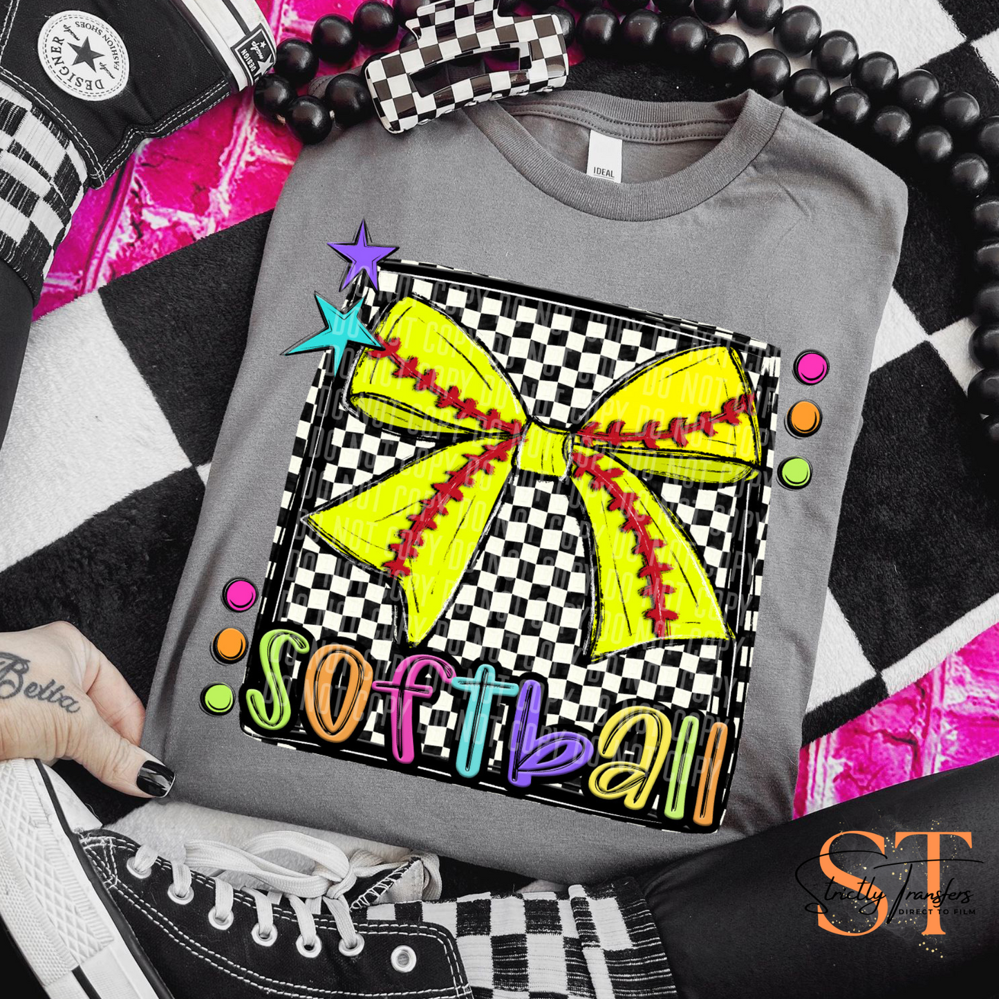 Bright Preppy Softball Direct to Film Transfers