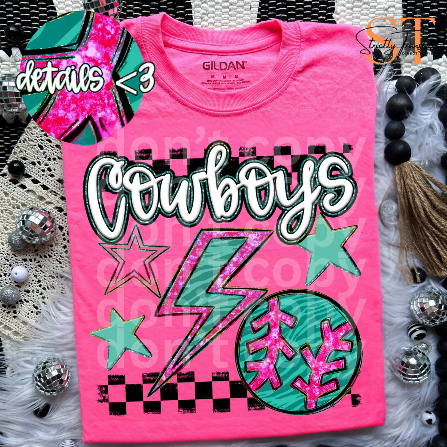 Rainbow Bolts BB/SB Cowboys Direct to Film Transfers