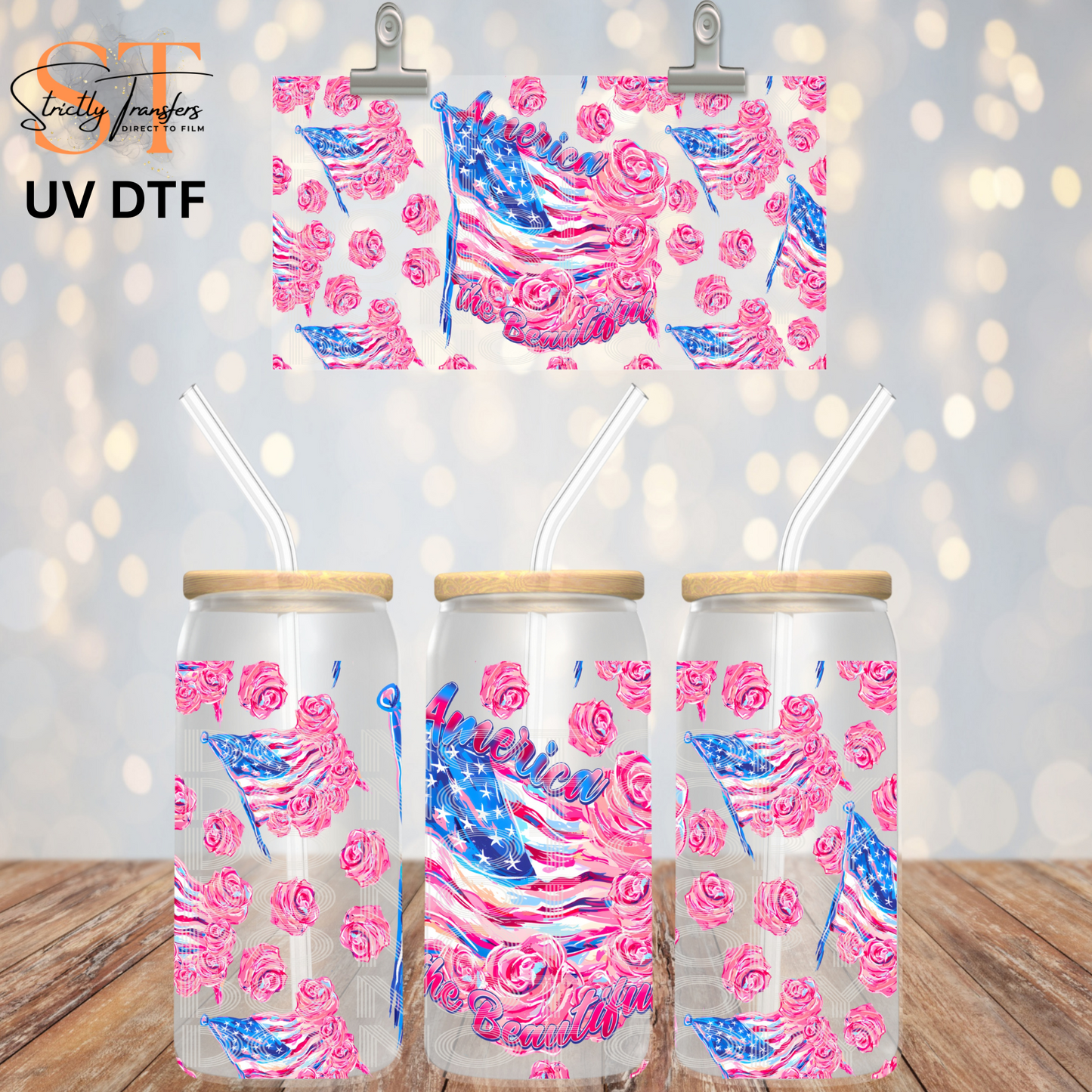 America the Beautiful UV Libbey Wrap Direct to Film Wraps