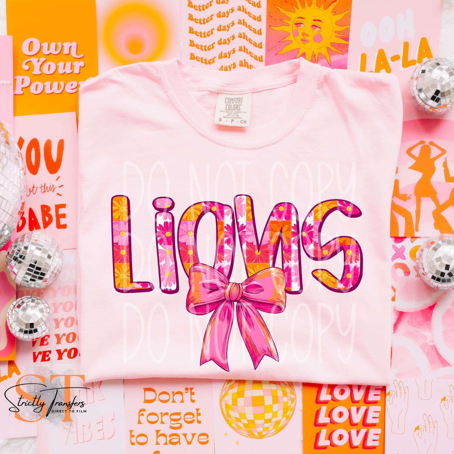 Lions Spring Bow Direct to Film Transfers