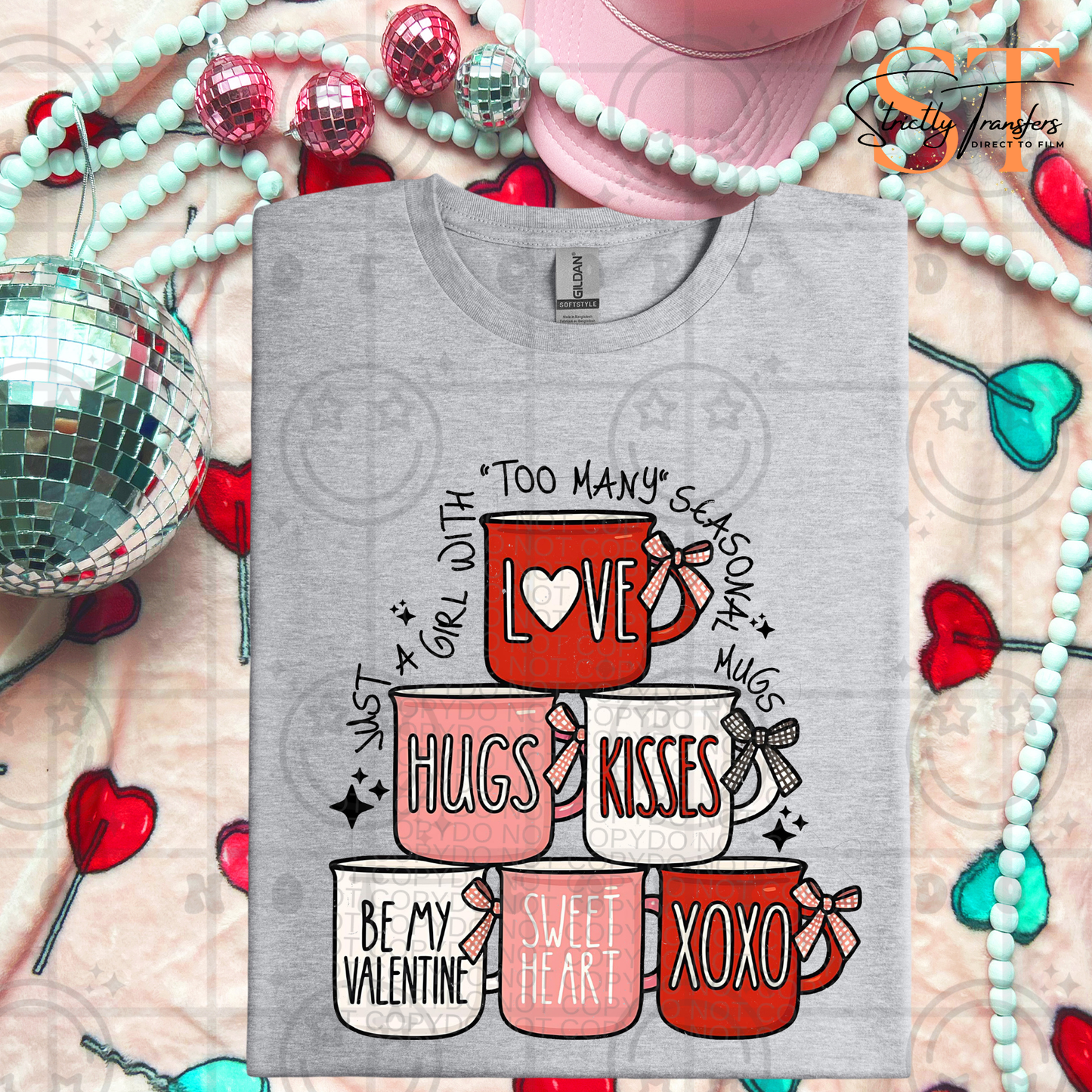 Just a Girl with too many Seasonal Mugs Direct to Film Transfers