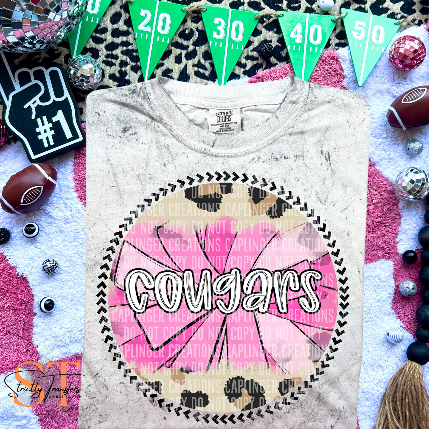 Cougars Leopard Cheer Direct to Film Transfers