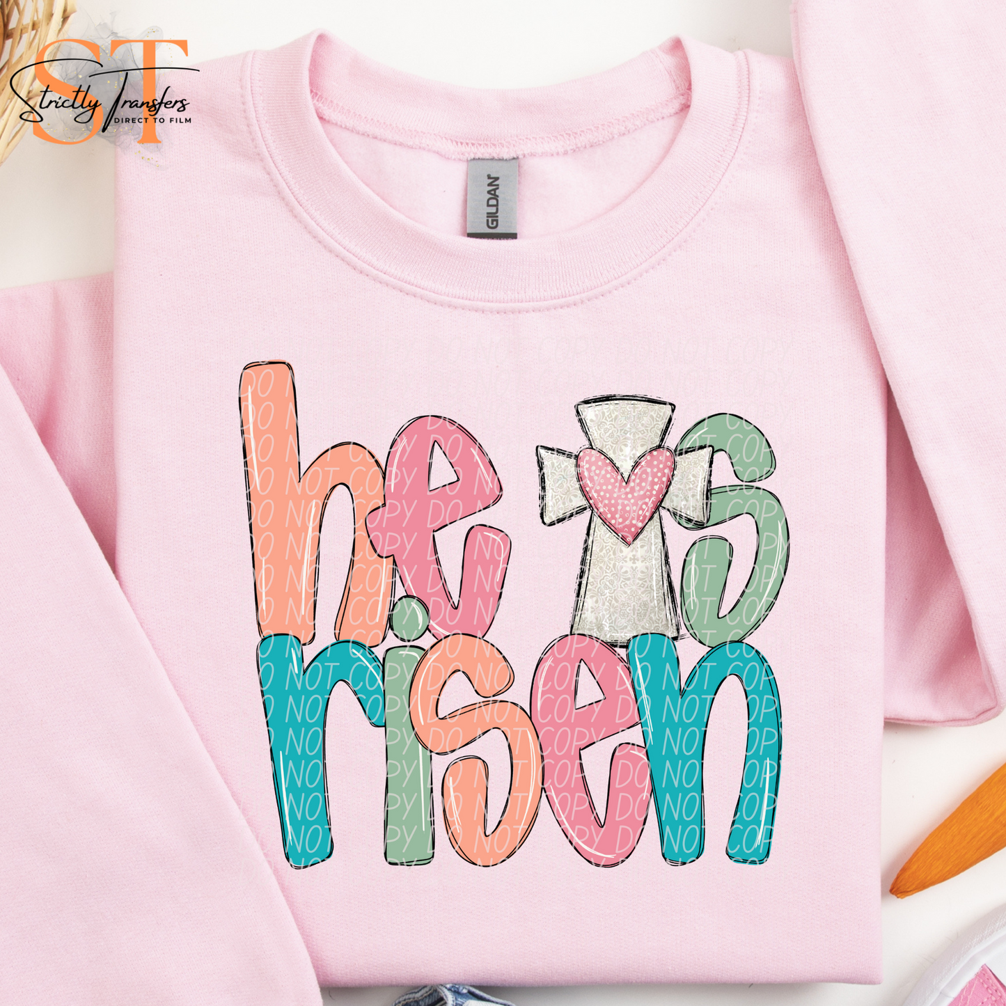 He is Risen Cross Direct to Film Transfers