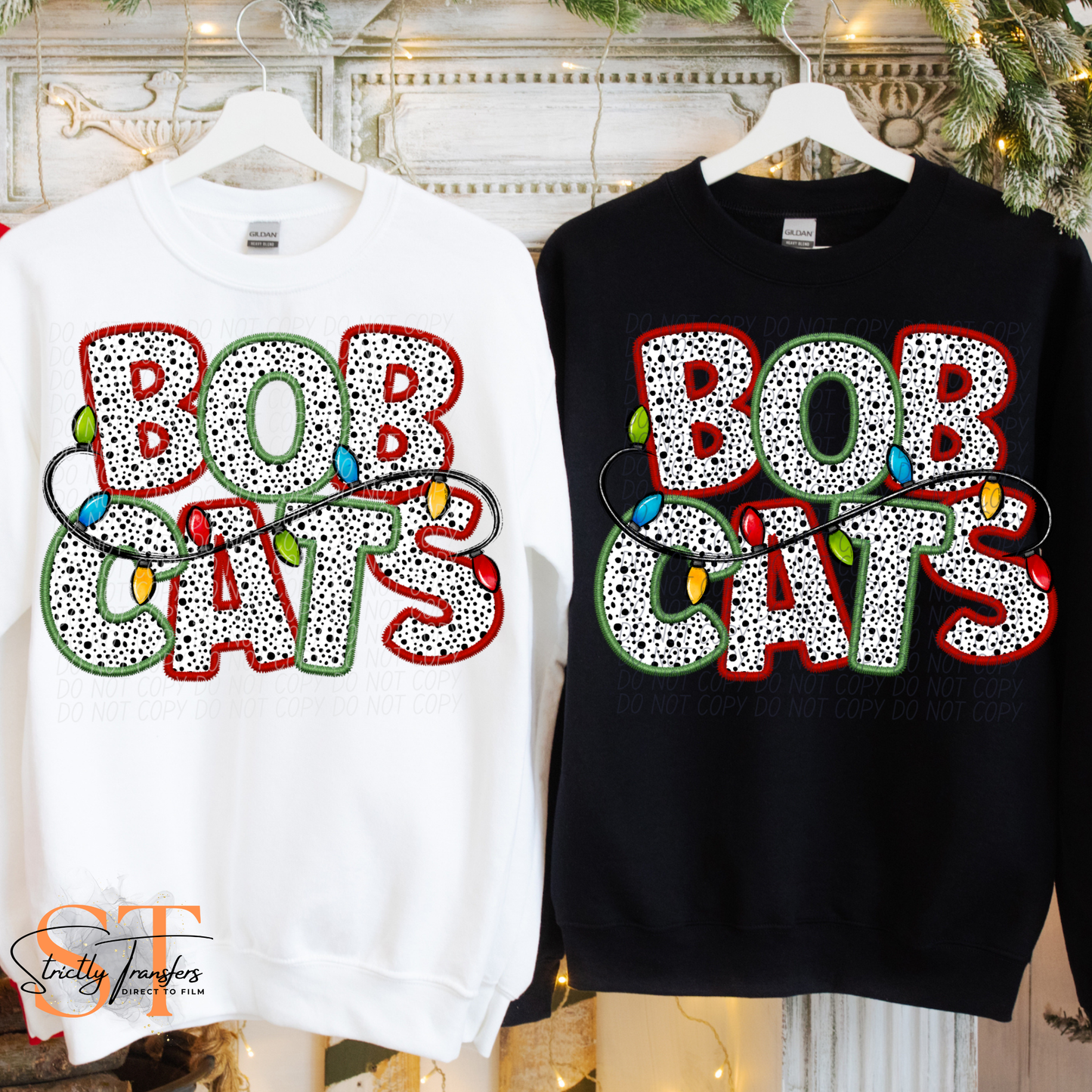 Bobcats Christmas Lights Direct to Film Transfers