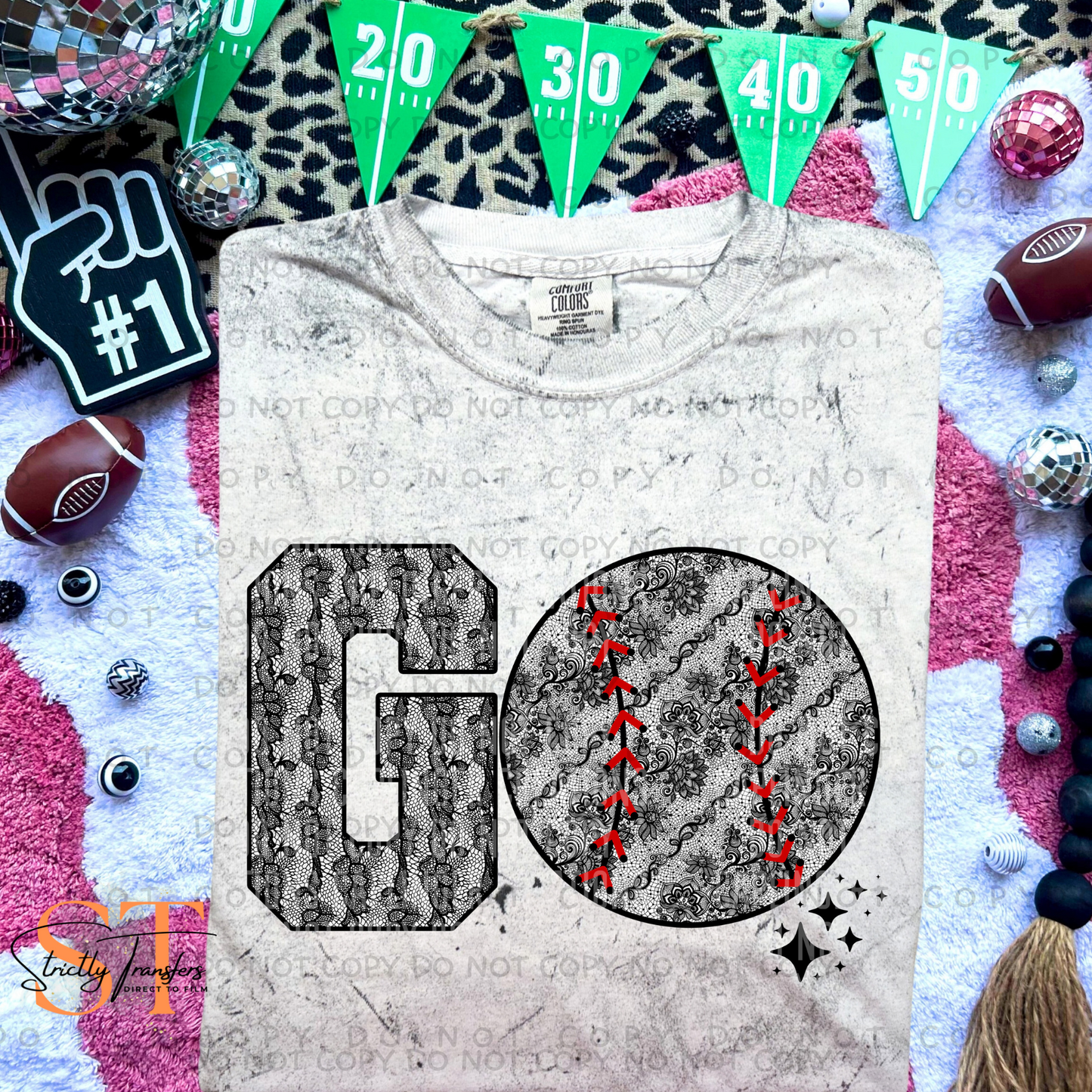 Lace Go Baseball 2 options Direct to Film Transfers