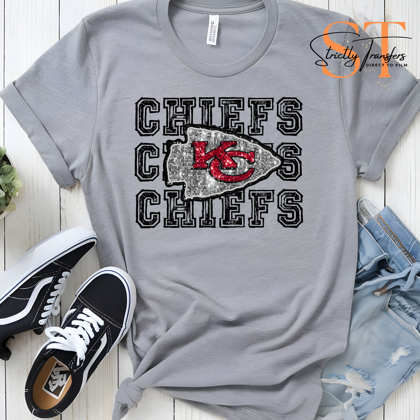 Chiefs faux Sequin Direct to Film Transfers