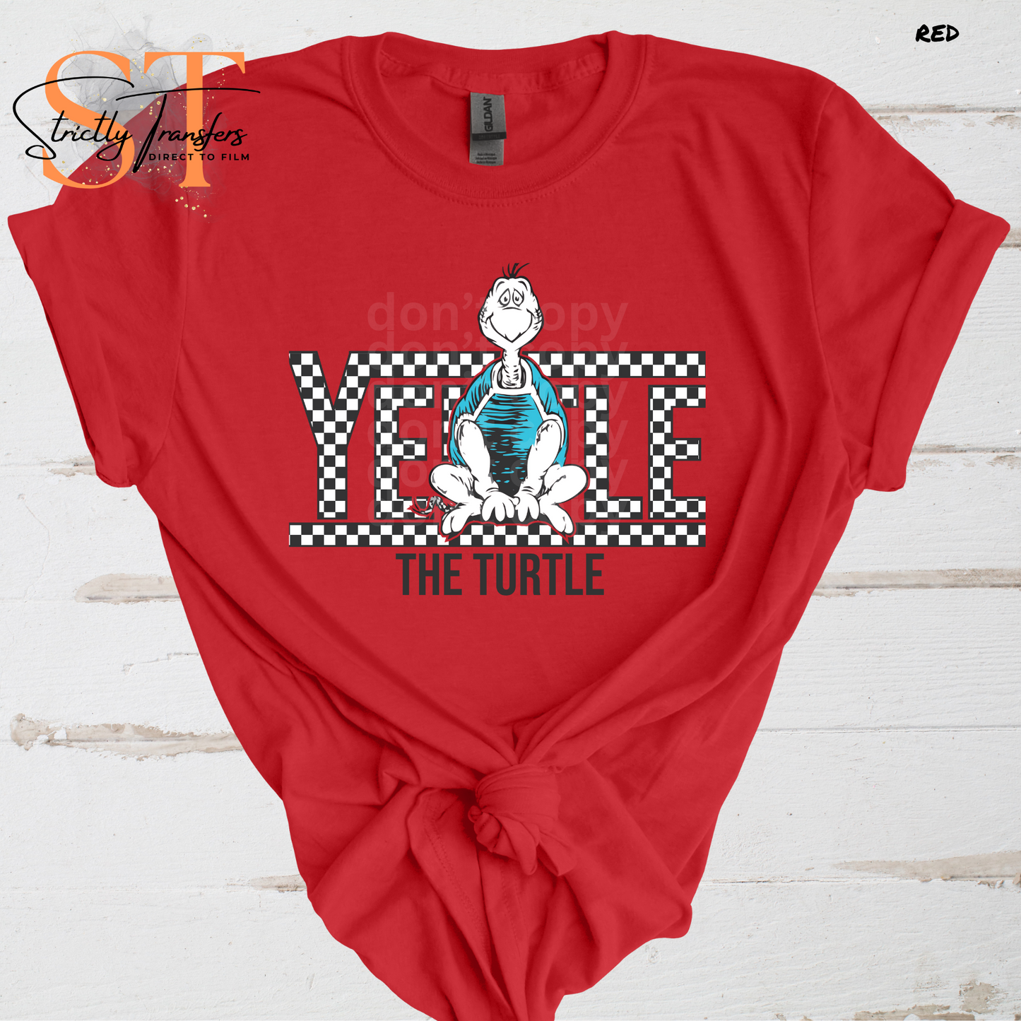 Yertle Checkered Direct to Film Transfers