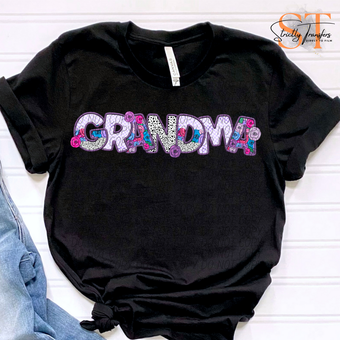 Grandma Purple Floral Direct to Film Transfers