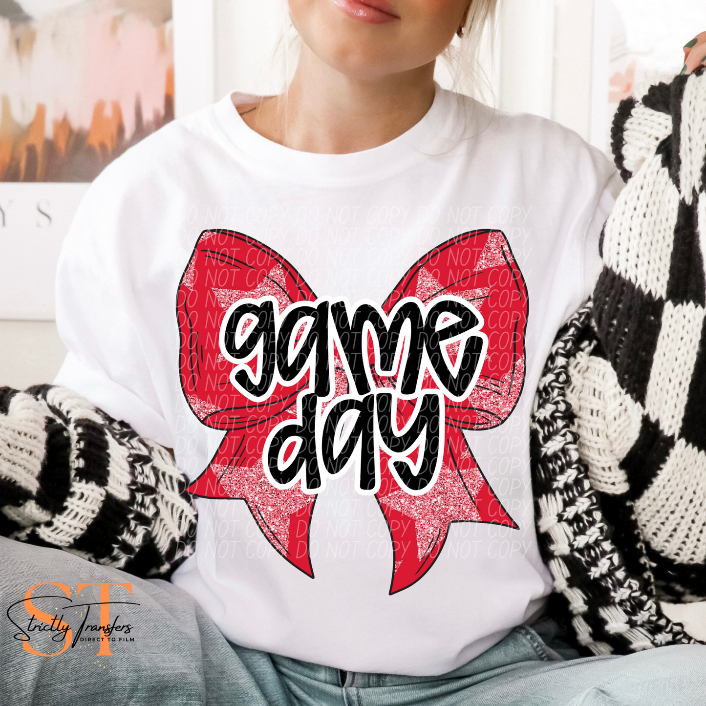 Game Day Bow - Multiple Color options Direct to Film Transfers