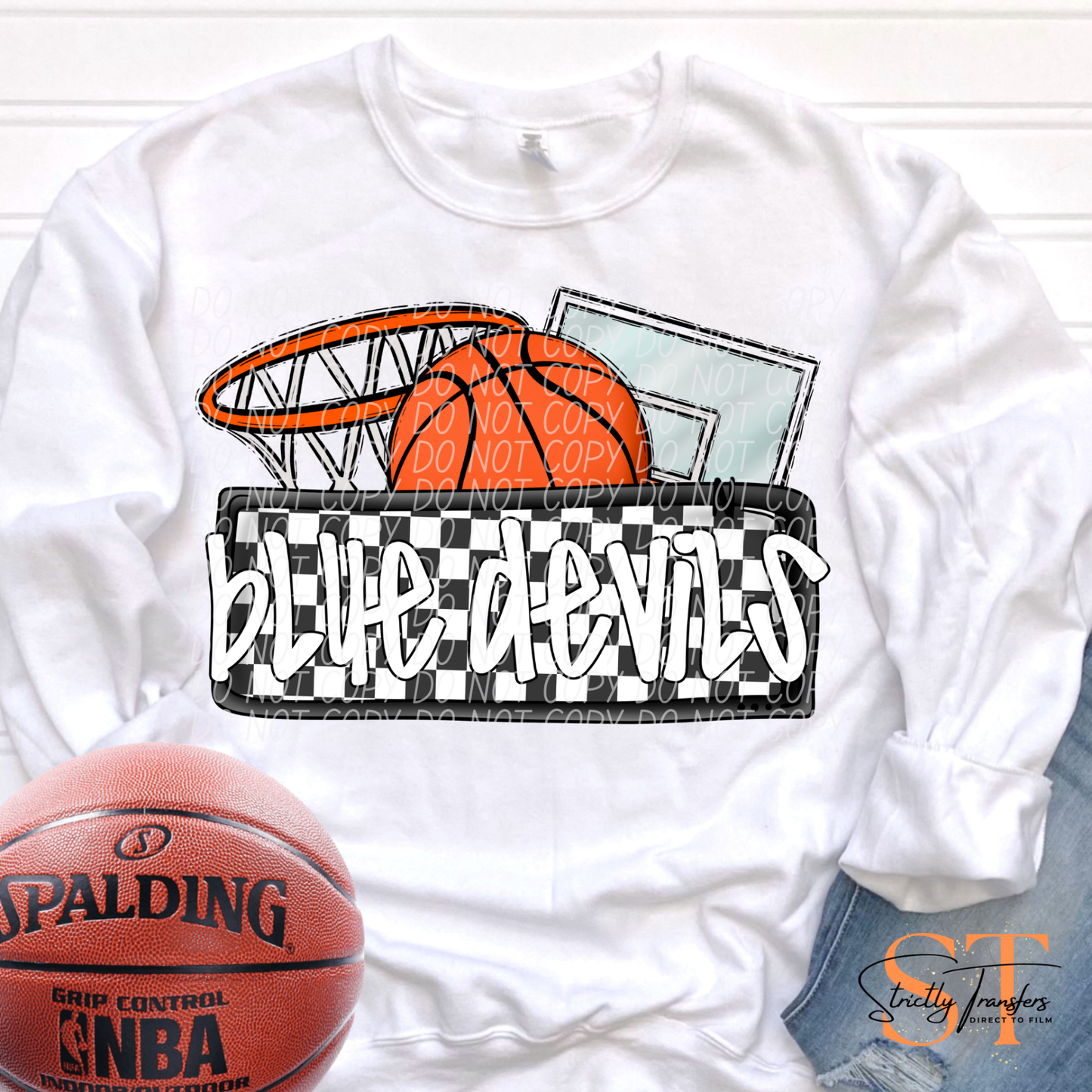 Blue Devils Checkered Basketball Direct to Film Transfers