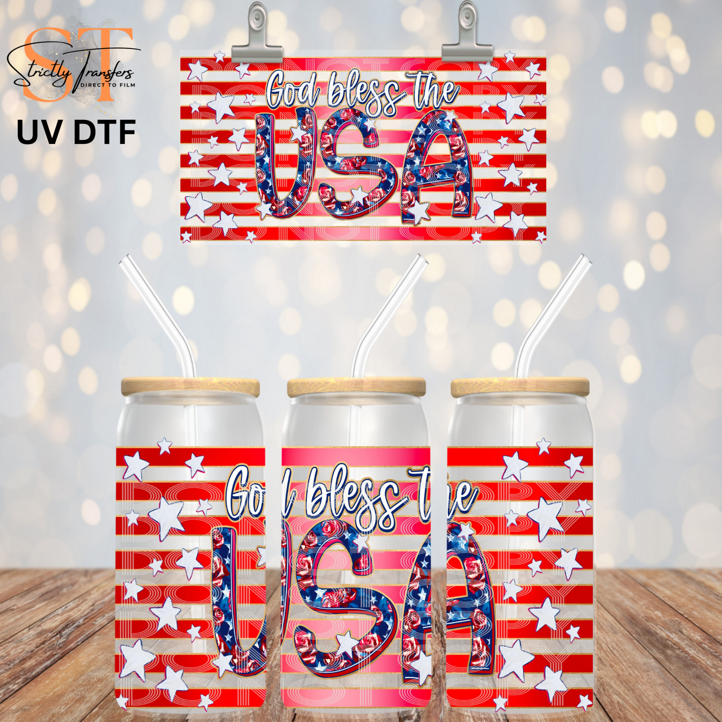 God Bless the USA UV Libbey Wrap Direct to Film Wraps