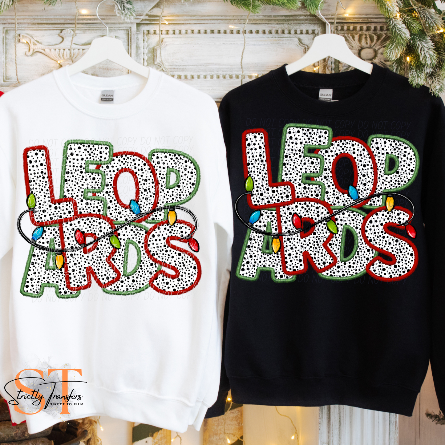 Leopards Christmas Lights Direct to Film Transfers