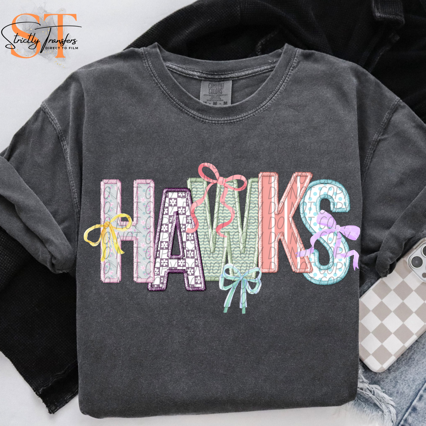 Spring Bows Hawks Direct to Film Transfers