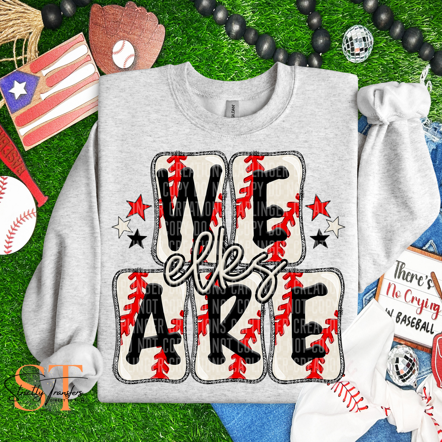 Elks Boxy Baseball Print Direct to Film Transfers