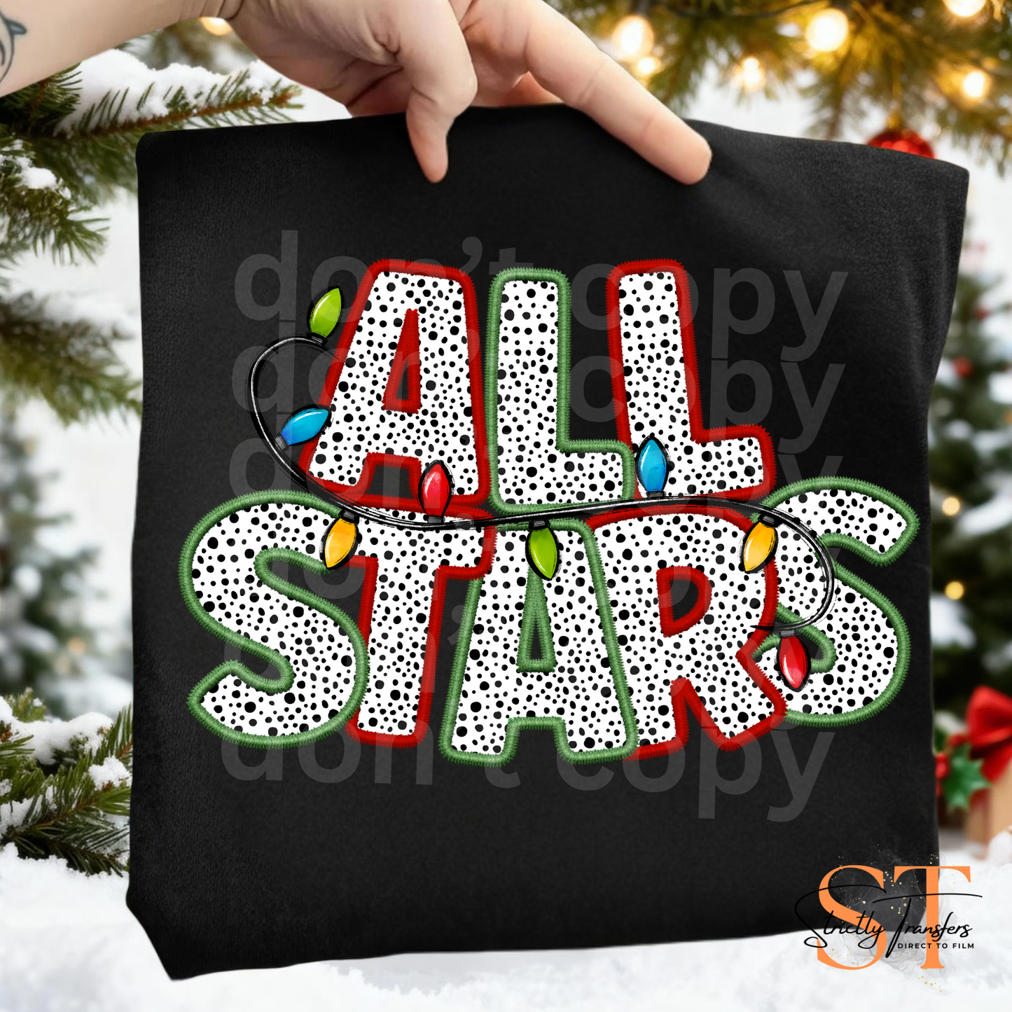 All Stars Christmas Lights Direct to Film Transfers