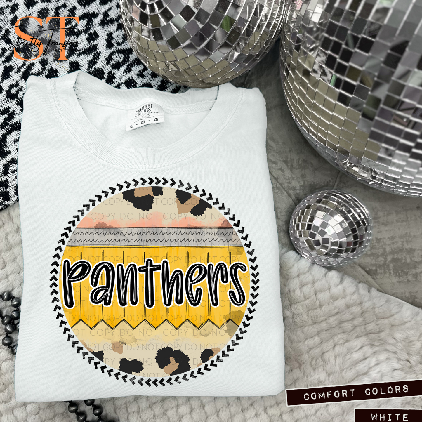 Panthers Pencil Circle Direct to Film Transfers