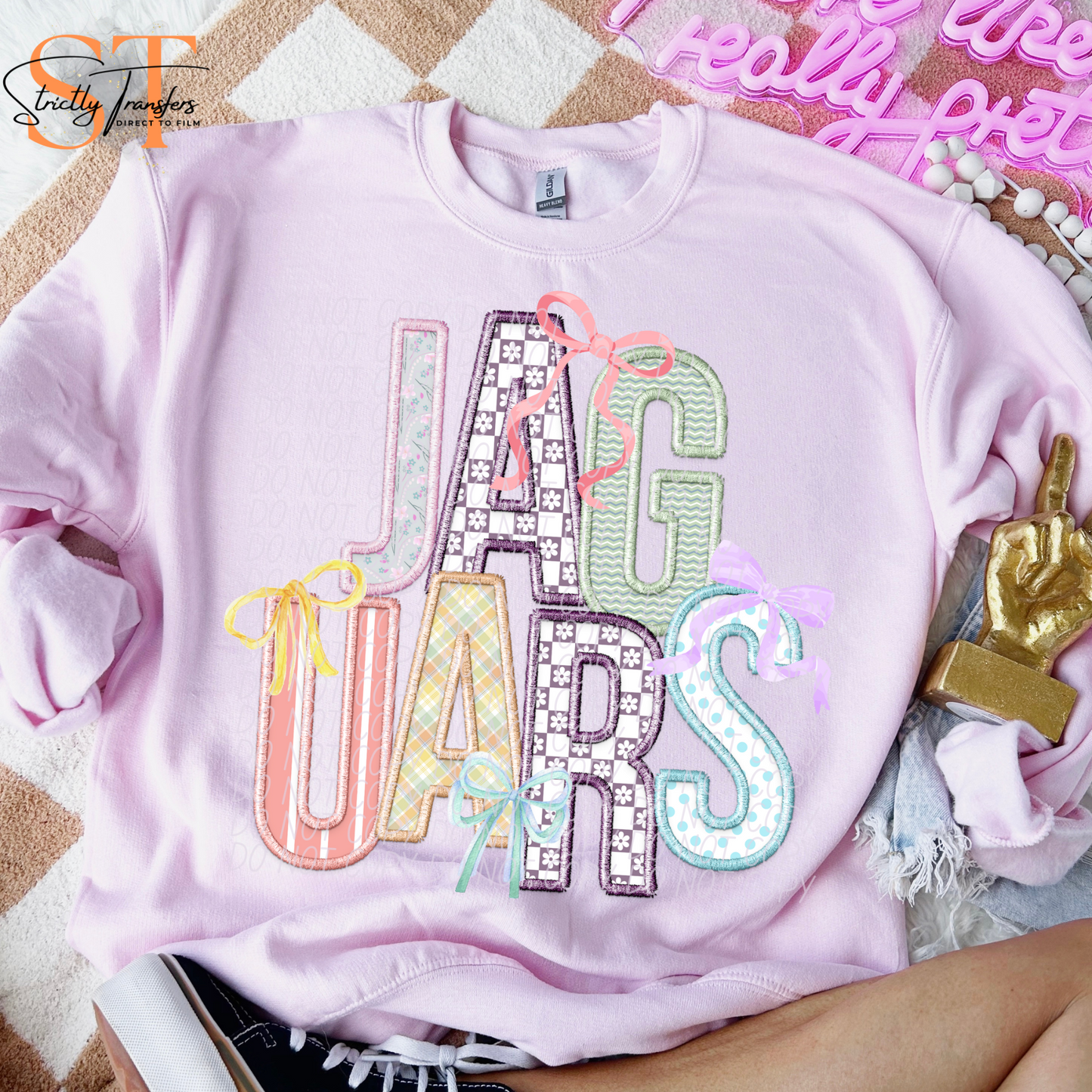 Spring Bows Jaguars Direct to Film Transfers