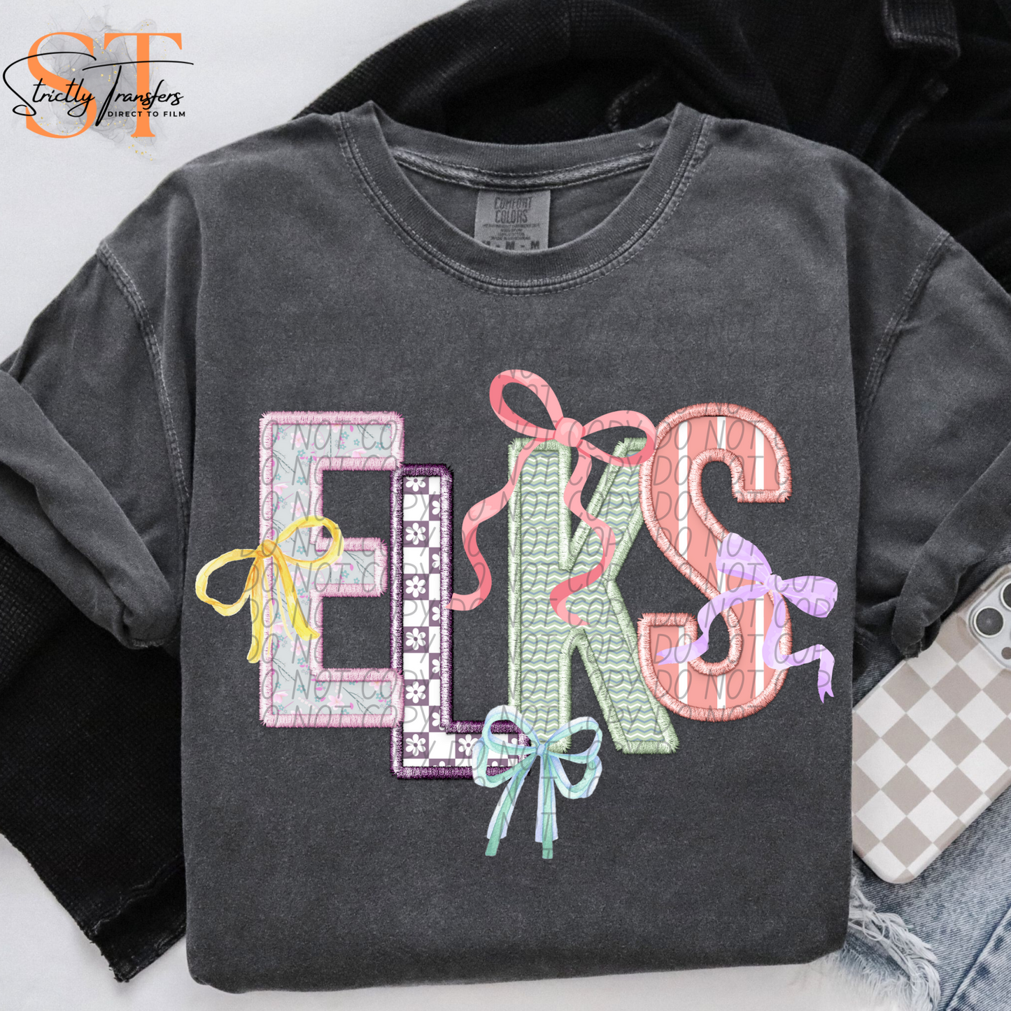 Spring Bows Elks Direct to Film Transfers